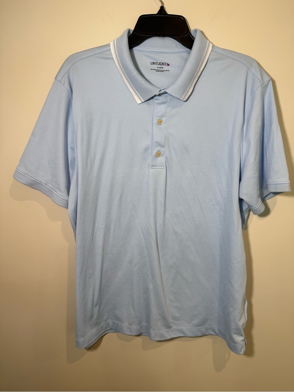 UNTUCKit Men's Pale Blue Polo with Contrast Collar Casual Preppy Golf Office -XL